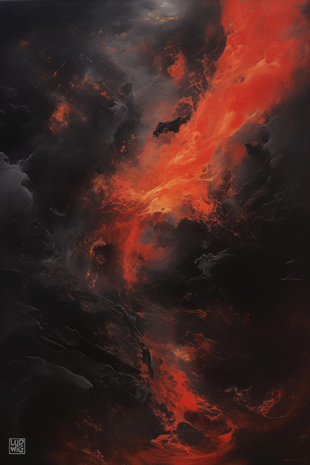 Fire on Black Abstract #2 by Ludwig