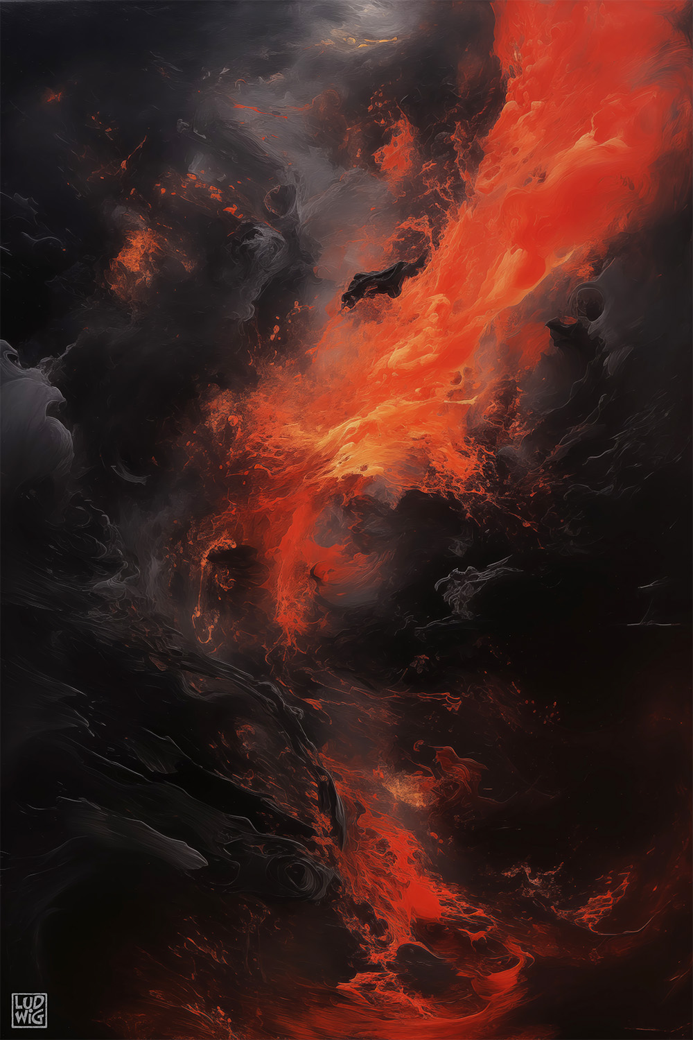 Fire on Black Abstract #2 by Ludwig